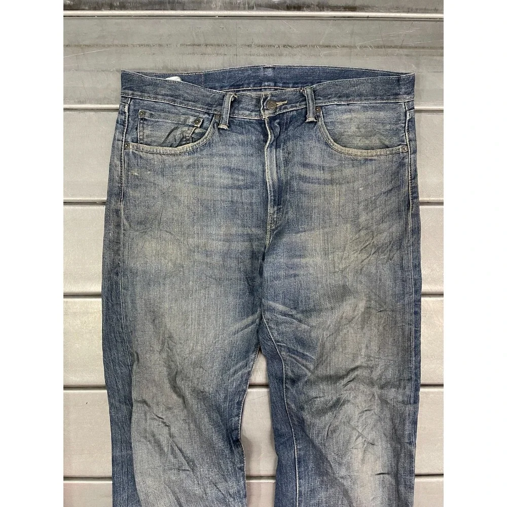 Levis 505 Jeans Straight Fit Jeans Mens 35x34 Blue Medium Wash‎ Denim Faded